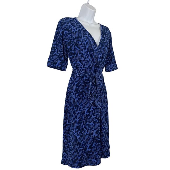 APT.9 Women's V-Neck Blue Animal Print Dress With Tie Waist Medium - Picture 3 of 12